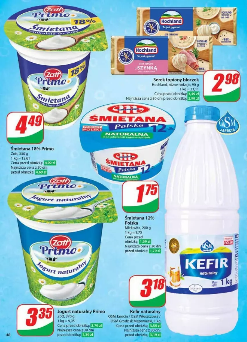 Gazetka promocyjna Dino - ważna 15.01 do 21.01.2025 - strona 43 - produkty: Hochland, Jogurt, Jogurt naturalny, Kefir, Kefir naturalny, Mleko, Mlekovita, Ser, Serek, Top, Zott