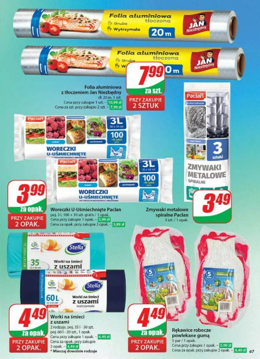 Gazetka promocyjna Dino - ważna 15.01 do 21.01.2025 - strona 64 - produkty: Folia aluminiowa, Gra, Jan Niezbędny, Rękawice, Rękawice robocze, Worki na śmiec, Worki na śmieci