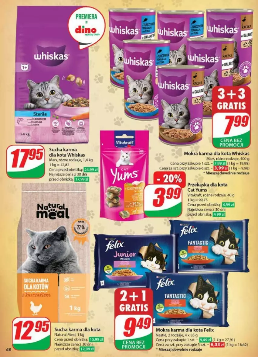 Gazetka promocyjna Dino - ważna 15.01 do 21.01.2025 - strona 65 - produkty: Fa, Fanta, Felix, Mars, Mokra karma, Sucha karma, Vitakraft, Whiskas