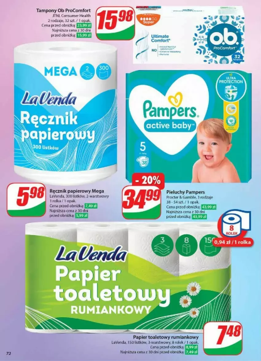 Gazetka promocyjna Dino - ważna 15.01 do 21.01.2025 - strona 70 - produkty: Pampers, Papier, Papier toaletowy, Pieluchy, Ręcznik, Rum, Tampony