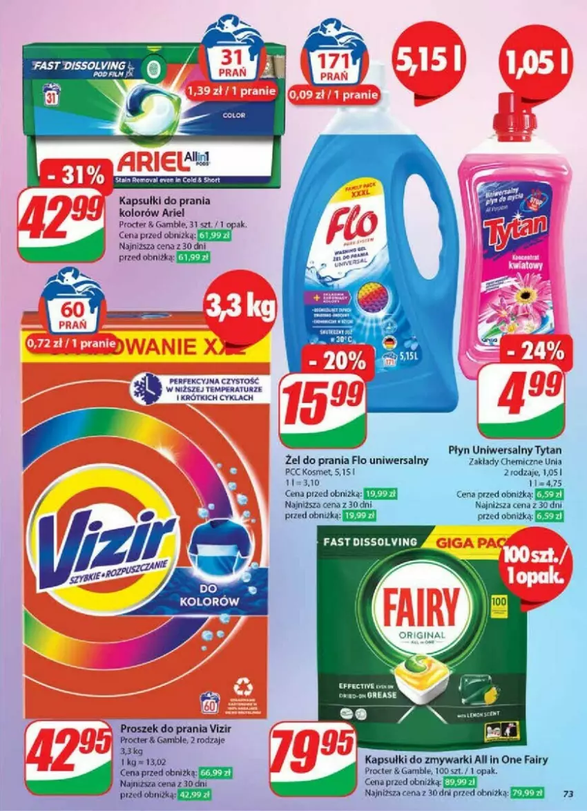 Gazetka promocyjna Dino - ważna 15.01 do 21.01.2025 - strona 71 - produkty: Ariel, Fa, Fairy, Kapsułki do prania, Proszek do prania, Tytan, Vizir, Zmywarki