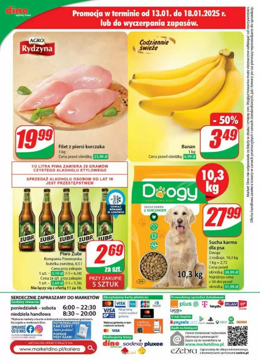 Gazetka promocyjna Dino - ważna 15.01 do 21.01.2025 - strona 73 - produkty: Filet z piersi kurczaka, Gra, Kurczak, Piwa, Piwo, Ser, Sucha karma, Tera