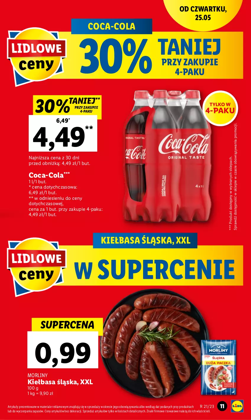 Gazetka promocyjna Lidl - GAZETKA - ważna 25.05 do 27.05.2023 - strona 11 - produkty: Coca-Cola, Kiełbasa, Kiełbasa śląska, Morliny