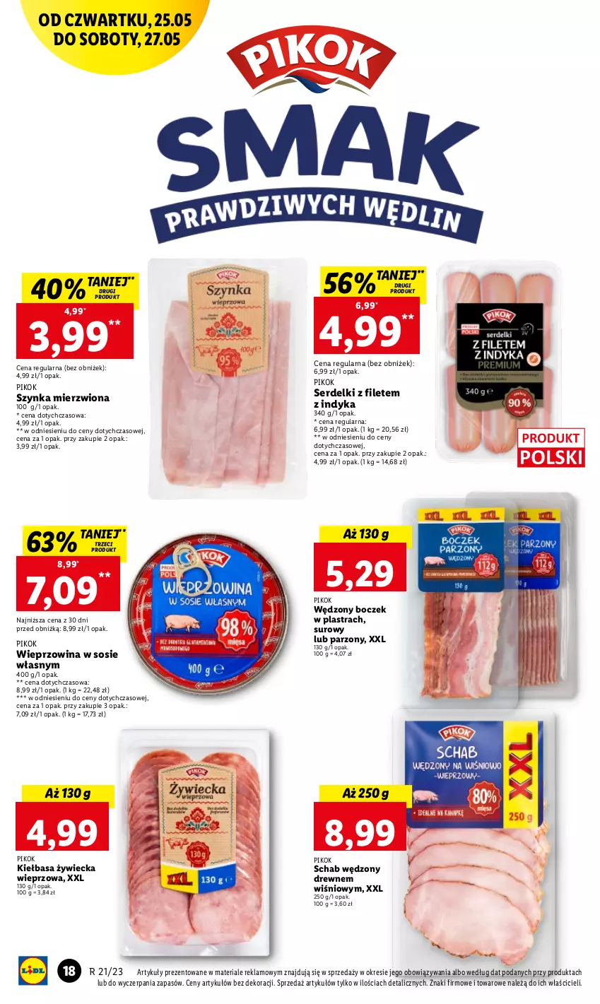 Gazetka promocyjna Lidl - GAZETKA - ważna 25.05 do 27.05.2023 - strona 20 - produkty: Boczek, Kiełbasa, PIKOK, Ser, Serdelki, Sos, Szynka, Wieprzowina