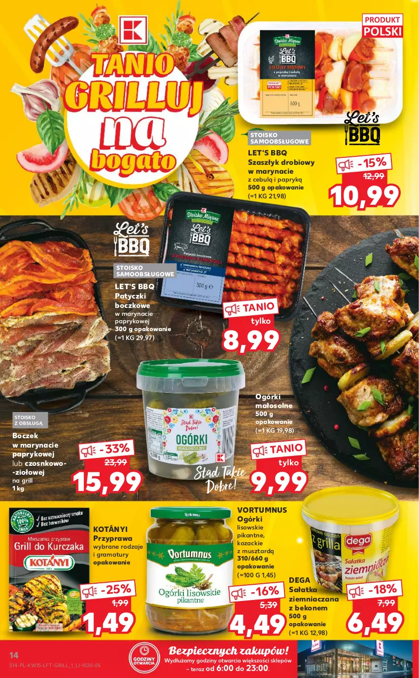 Gazetka promocyjna Kaufland - OFERTA TYGODNIA - ważna 15.04 do 21.04.2021 - strona 14 - produkty: Beko, Boczek, Dega, Gra, Grill, Kotányi, Mus, Piec, Rama, Sałat, Sałatka, Tera