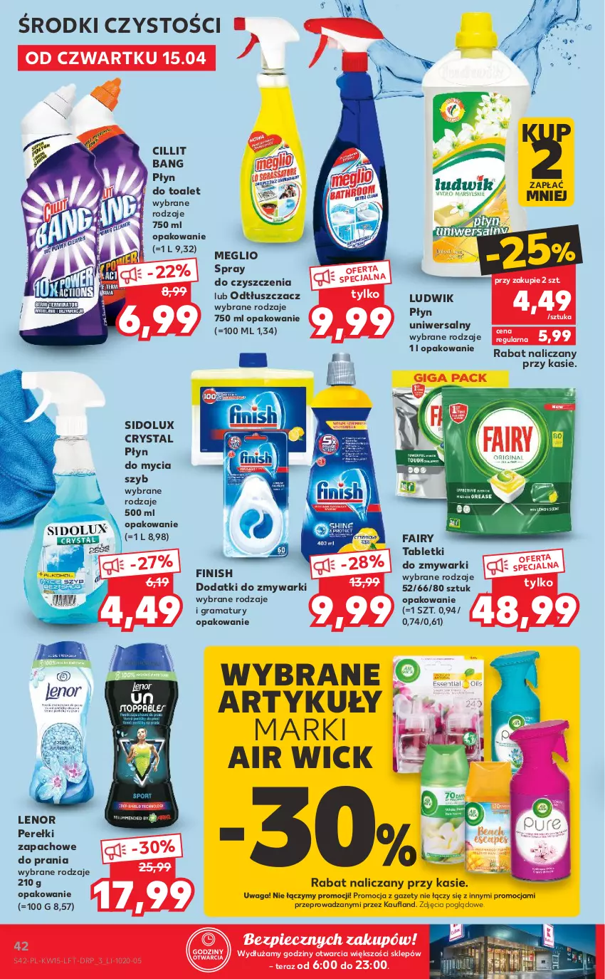 Gazetka promocyjna Kaufland - OFERTA TYGODNIA - ważna 15.04 do 21.04.2021 - strona 42 - produkty: Air Wick, Cillit Bang, Fa, Fairy, Finish, Gra, Lenor, Ludwik, Odtłuszczacz, Perełki zapachowe, Piec, Płyn do mycia, Rama, Sidolux, Spray do czyszczenia, Tablet, Tabletki do zmywarki, Tera, Waga, Zmywarki