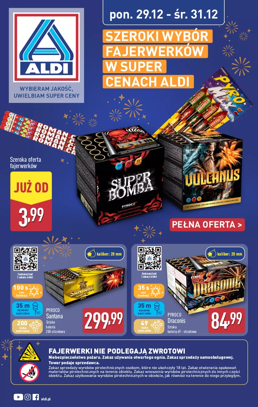Gazetka promocyjna Aldi - Fajerwerki - ważna 29.12 do 31.12.2025 - strona 1 - produkty: Bateria, Fa, Piec, Sok, Strzałów