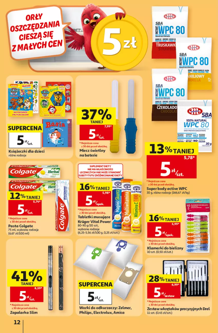 Gazetka promocyjna Auchan - 30 Lat Hipermarket - ważna 17.09 do 23.09.2026 - strona 12 - produkty: Amica, Body, Colgate, Dzieci, Electrolux, LG, Magnez, Miecz, Mus, Odkurzacz, Philips, Suplement diety, Tablet, Tabletki musujące, Wkręt, Zapalarka, Zelmer, Zestaw wkrętaków, Znicz