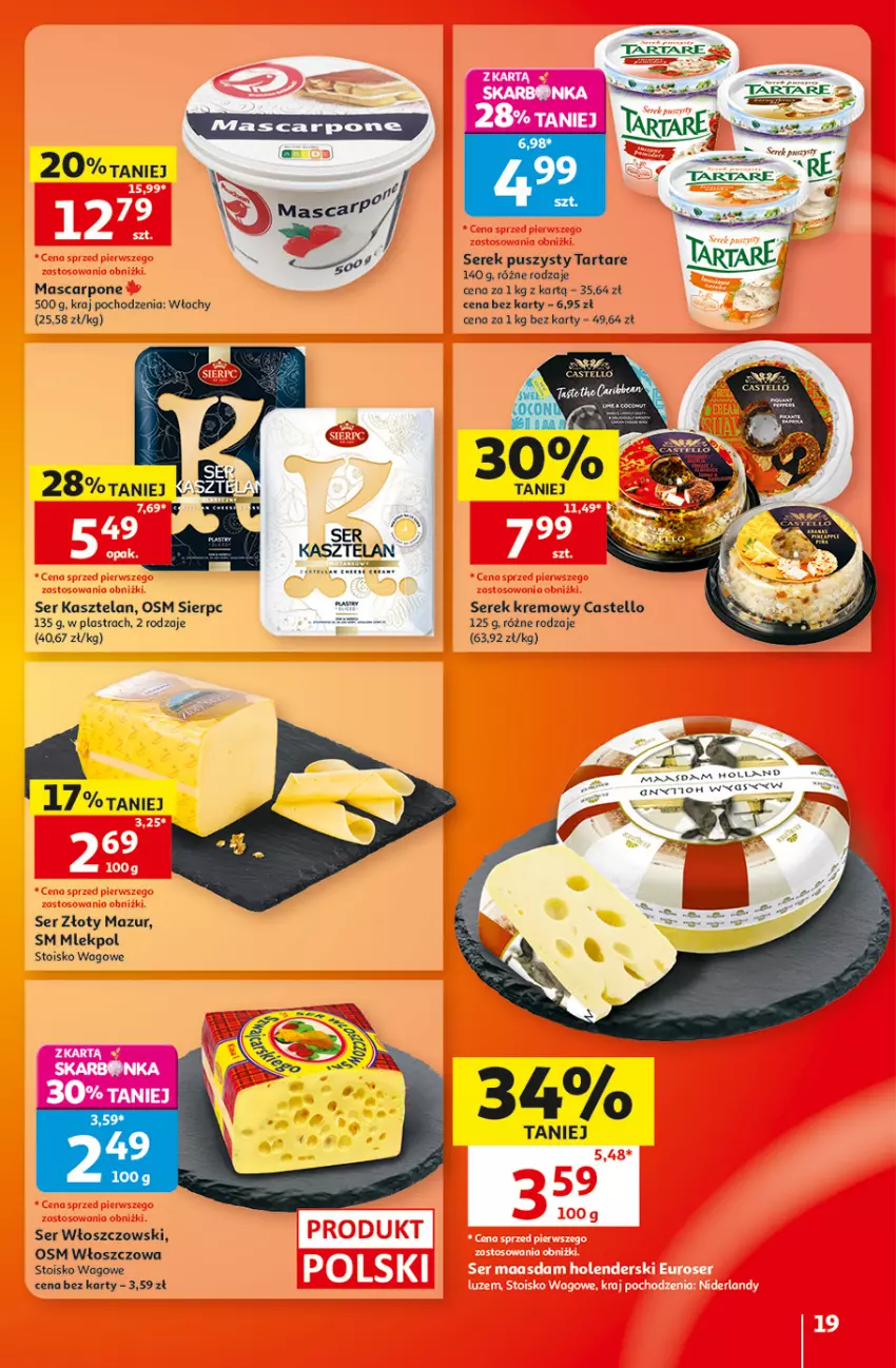 Gazetka promocyjna Auchan - 30 Lat Hipermarket - ważna 17.09 do 23.09.2026 - strona 19 - produkty: Kasztelan, Mascarpone, Ser, Ser Kasztelan, Serek, Serek puszysty, Tarta, Tartare, Włoszczowski, Złoty Mazur