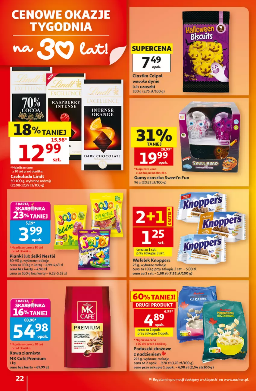 Gazetka promocyjna Auchan - 30 Lat Hipermarket - ważna 17.09 do 23.09.2026 - strona 22 - produkty: Ciastka, Kawa, Kawa ziarnista, Knoppers, Wafelek