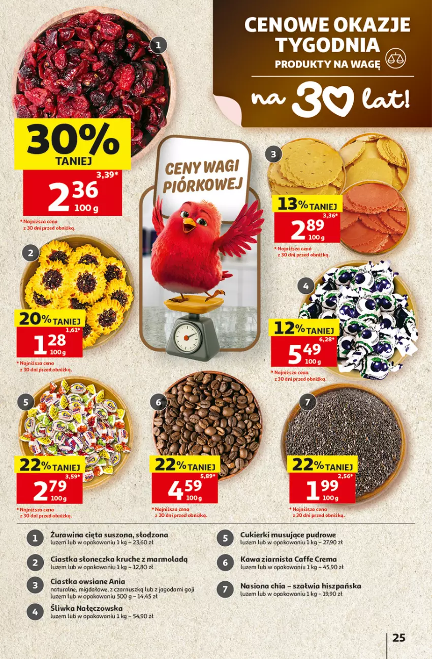 Gazetka promocyjna Auchan - 30 Lat Hipermarket - ważna 17.09 do 23.09.2026 - strona 25 - produkty: Chia, Ciastka, Ciastka owsiane, Cukier, Cukierki, Kawa, Kawa ziarnista, Mola, Mus