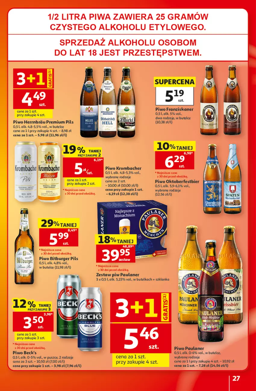 Gazetka promocyjna Auchan - 30 Lat Hipermarket - ważna 17.09 do 23.09.2026 - strona 27 - produkty: Bitburger Pils, Burger, Gra, Piwa, Piwo, Skaner, Szklanka