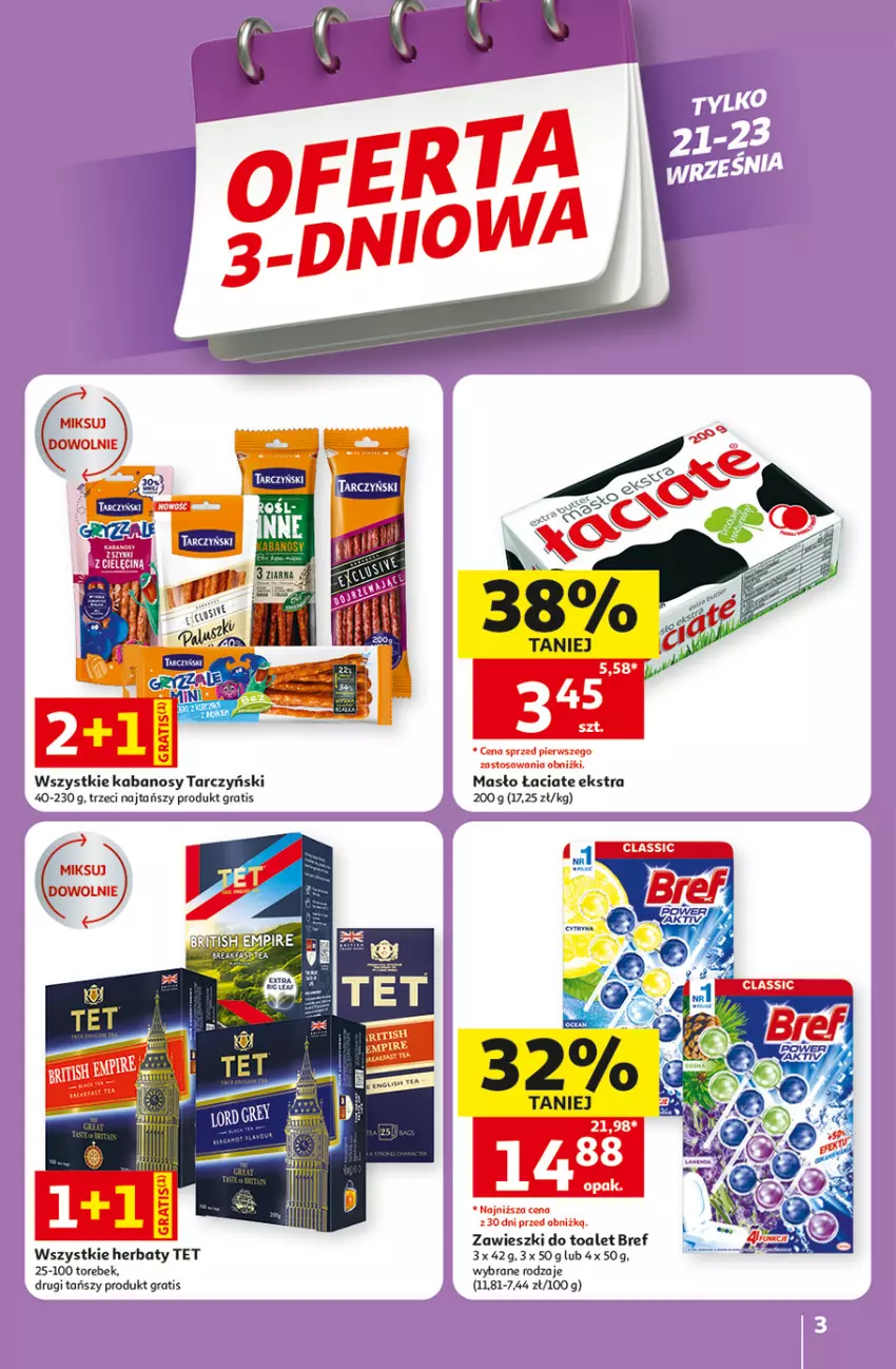 Gazetka promocyjna Auchan - 30 Lat Hipermarket - ważna 17.09 do 23.09.2026 - strona 3 - produkty: Bref, Gra, Kabanos, Masło, Tarczyński, Zawieszki