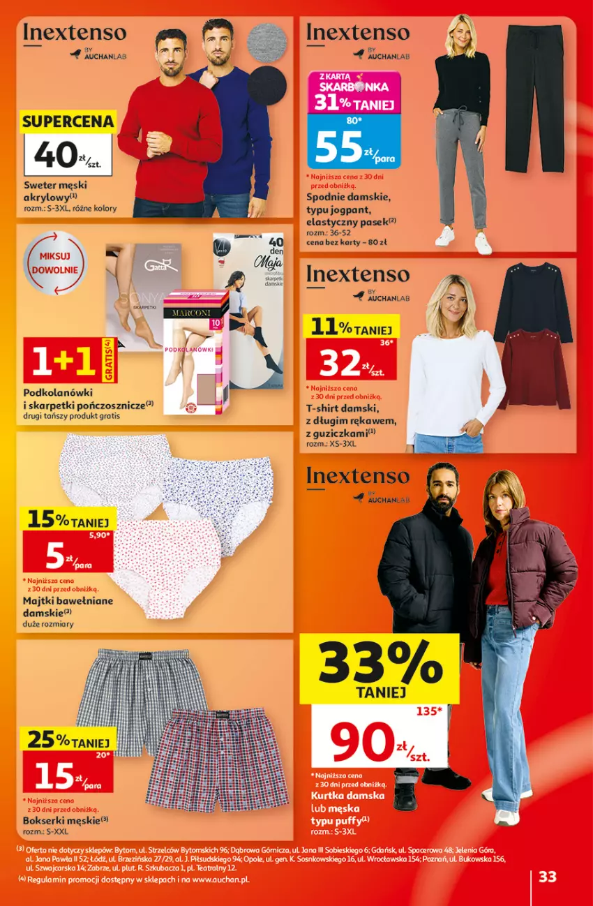 Gazetka promocyjna Auchan - 30 Lat Hipermarket - ważna 17.09 do 23.09.2026 - strona 33 - produkty: Bokserki, Gra, Karp, Majtki, Pasek, Ser, Skarpetki, Spodnie, Sweter, T-shirt, Znicz