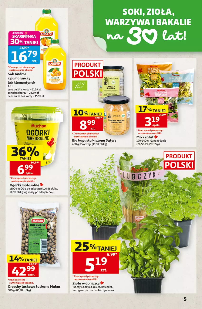 Gazetka promocyjna Auchan - 30 Lat Hipermarket - ważna 17.09 do 23.09.2026 - strona 5 - produkty: Bazyl, Bazylia, Kolendra, Mięta, Pietruszka, Sałat, Sok, Zioła w doniczce