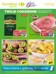 Gazetka promocyjna Carrefour - Gazetka Express - Gazetka - ważna od 07.03 do 07.03.2022 - strona 1 - produkty: Ser, Szynka wieprzowa, Cytryny, Kawa mielona, Kawa, Kiwi, Jacobs Krönung, Szynka, Jacobs