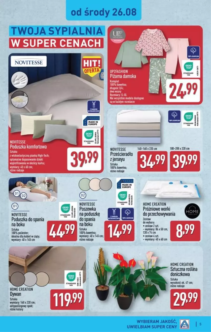 Gazetka promocyjna Aldi - Przygotuj się na kolejny tydzień - ważna 26.08 do 29.08.2026 - strona 5 - produkty: Dywan, Poduszka, Por, Prześcieradło