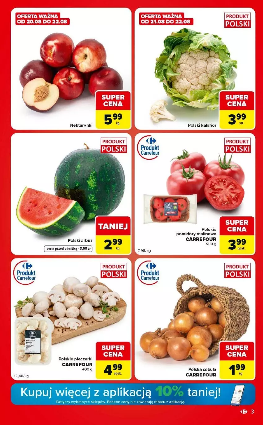Gazetka promocyjna Carrefour - Gazetka Market w SUMIE ekspresowe zakupy - ważna 18.08 do 24.08.2026 - strona 3 - produkty: Arbuz, Cebula, Nektar, Piec, Pomidory