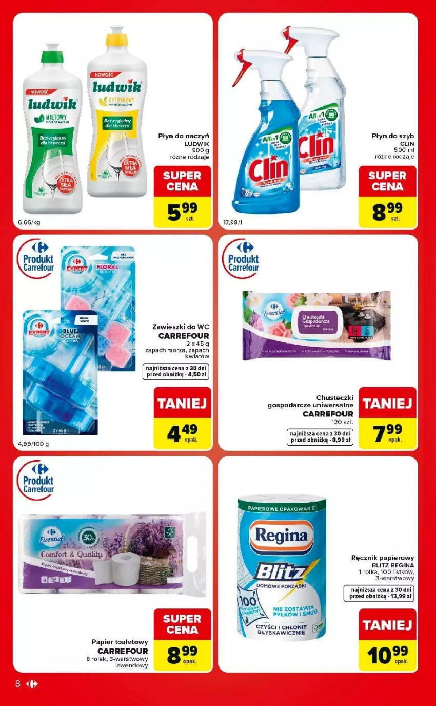Gazetka promocyjna Carrefour - Gazetka Market w SUMIE ekspresowe zakupy - ważna 18.08 do 24.08.2026 - strona 8 - produkty: Chusteczki, Gin, Ludwik, Papier, Papier toaletowy, Piwa, Płyn do szyb, Ręcznik, Zawieszki