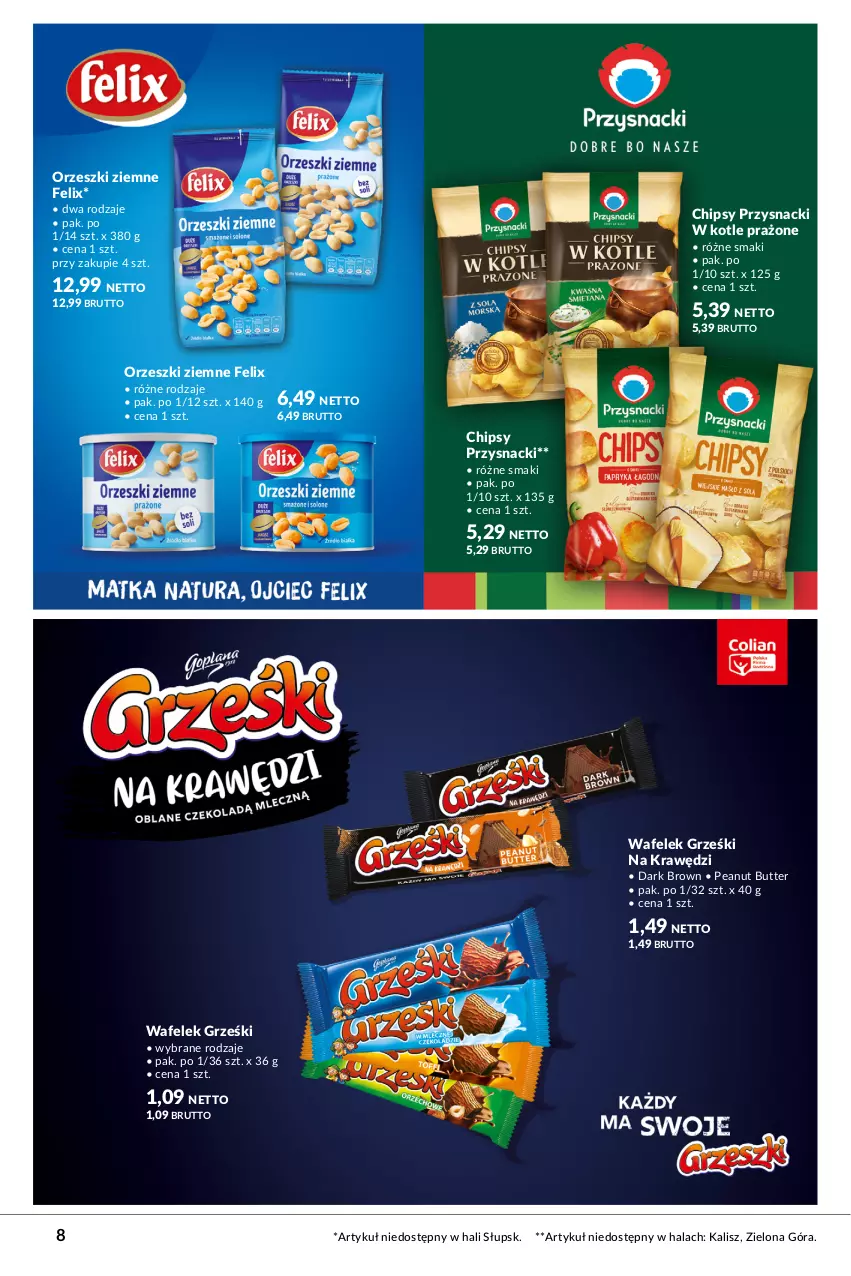 Gazetka promocyjna Makro - Słodki powrót do szkoły - ważna 22.08 do 04.09.2023 - strona 8 - produkty: Chipsy, Felix, Grześki, Orzeszki, Orzeszki ziemne, Przysnacki, Wafelek