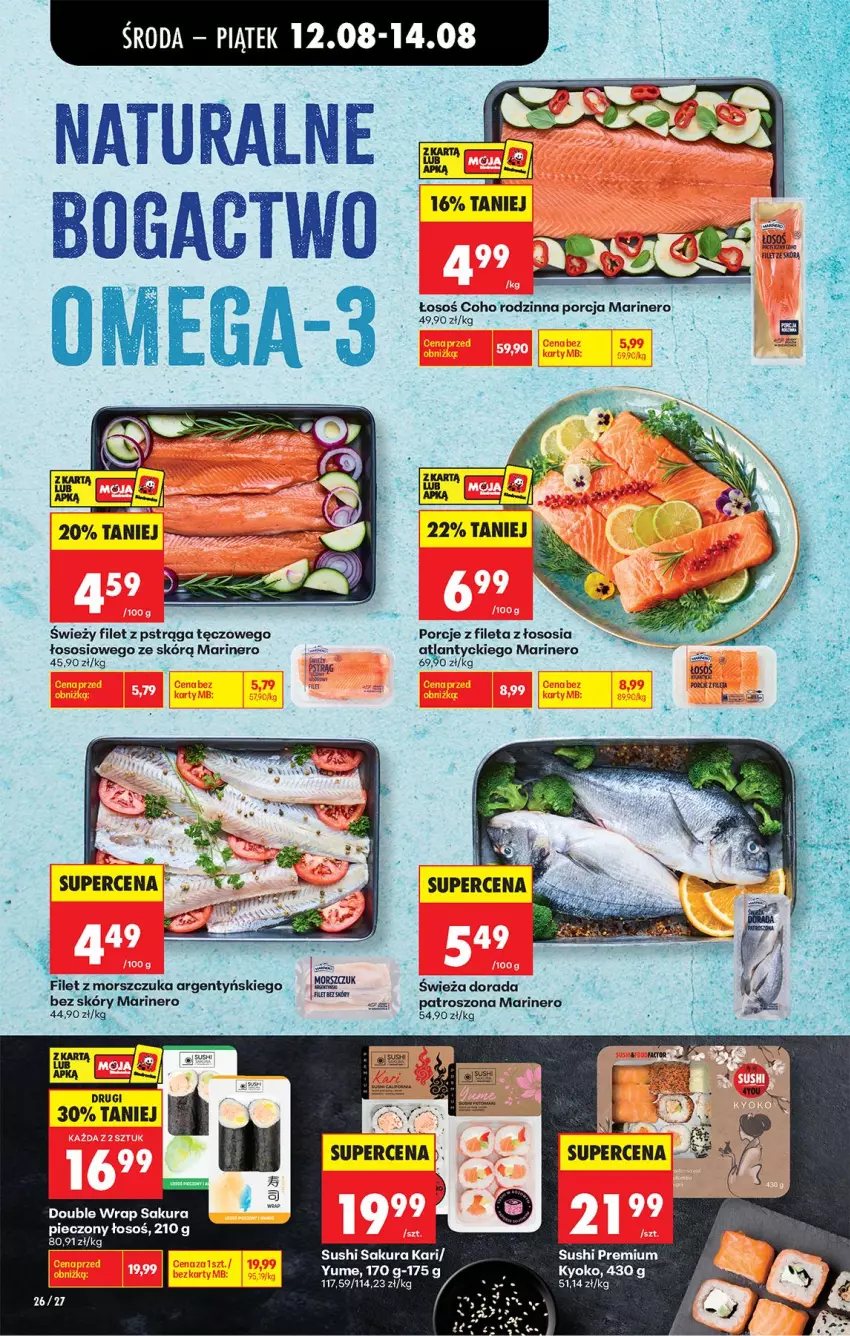 Gazetka promocyjna Biedronka - Od Środy - ważna 12.08 do 14.08.2026 - strona 36 - produkty: Fa, Filet z morszczuka, Filet z pstrąga, Piec, Por, Pstrąg, Pur, Sos, Sushi