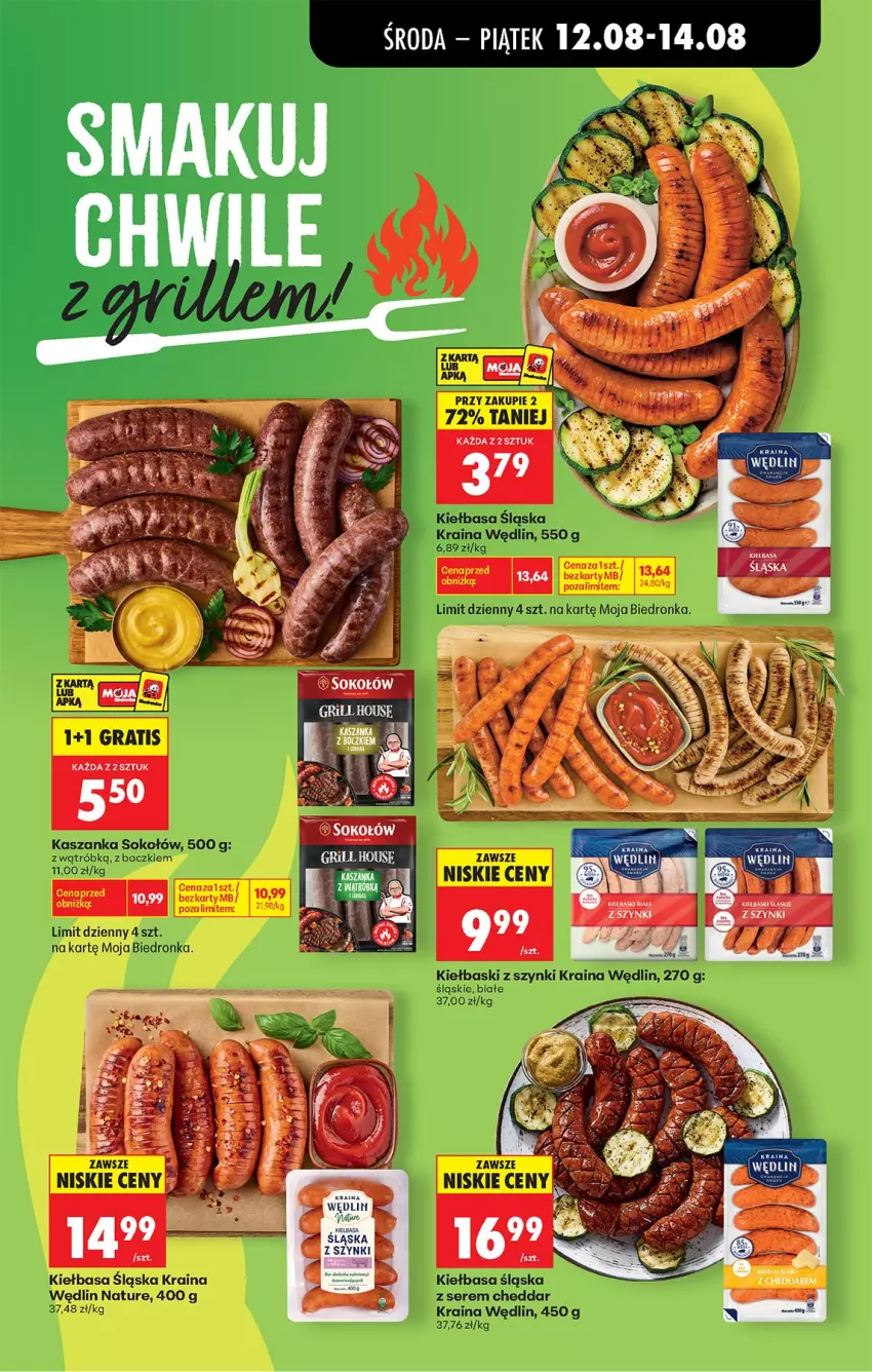 Gazetka promocyjna Biedronka - Od Środy - ważna 12.08 do 14.08.2026 - strona 49 - produkty: Cheddar, Kiełbaski śląskie, Sok, Sokołów