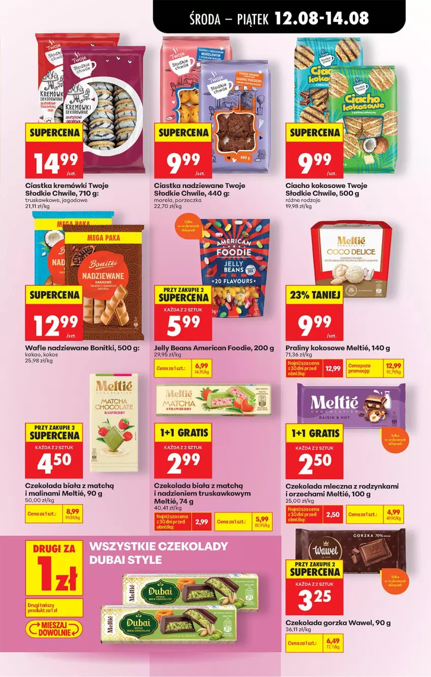 Gazetka promocyjna Biedronka - Od Środy - ważna 12.08 do 14.08.2026 - strona 61 - produkty: Bonitki, Ciastka, Czekolada, Czekolada gorzka, Czekolada mleczna, Gra, Jelly beans, Kakao, Kokos, Morela, Por, Praliny, Wafle, Wawel