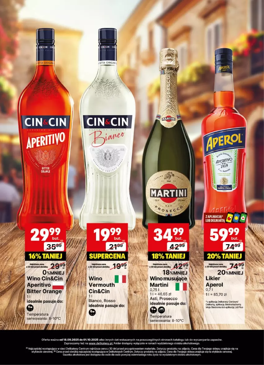 Gazetka promocyjna Delikatesy Centrum - Delibarek DC38-DC39 - ważna 18.09 do 01.10.2025 - strona 6 - produkty: Aperol, Gin, Likier, Martini, Mus, Prosecco, Rum, Ser, Vermouth, Wino