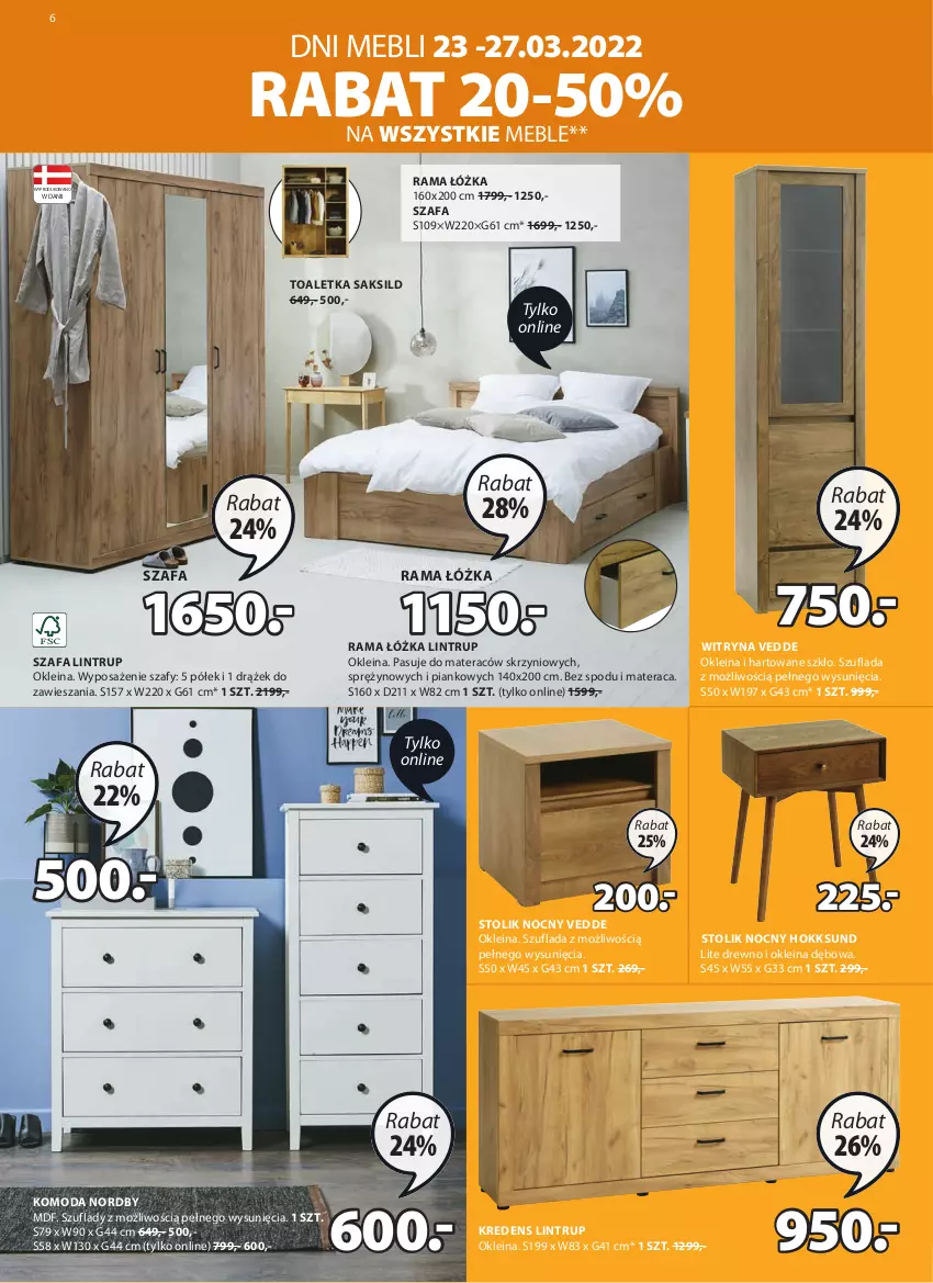 Gazetka promocyjna Jysk - Oferta tygodnia - ważna 23.03 do 05.04.2022 - strona 7 - produkty: Fa, Komoda, Kredens, Materac, Meble, Moda, Rama, Rama łóżka, Stolik, Stolik nocny, Szafa, Tera, Toaletka, Witryna