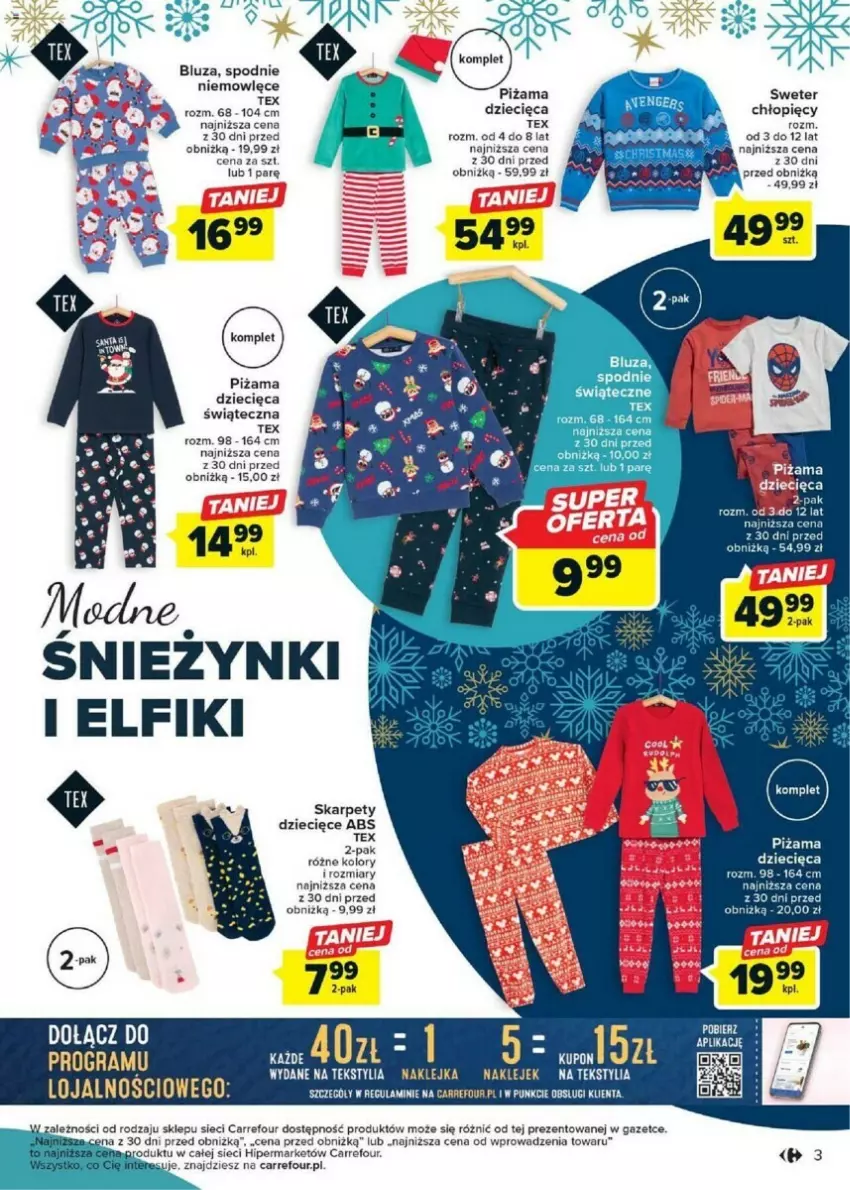 Gazetka promocyjna Carrefour - ważna 28.11 do 09.12.2023 - strona 3 - produkty: Bluza, Dzieci, Karp, Klej, Piżama, Spodnie, Sweter