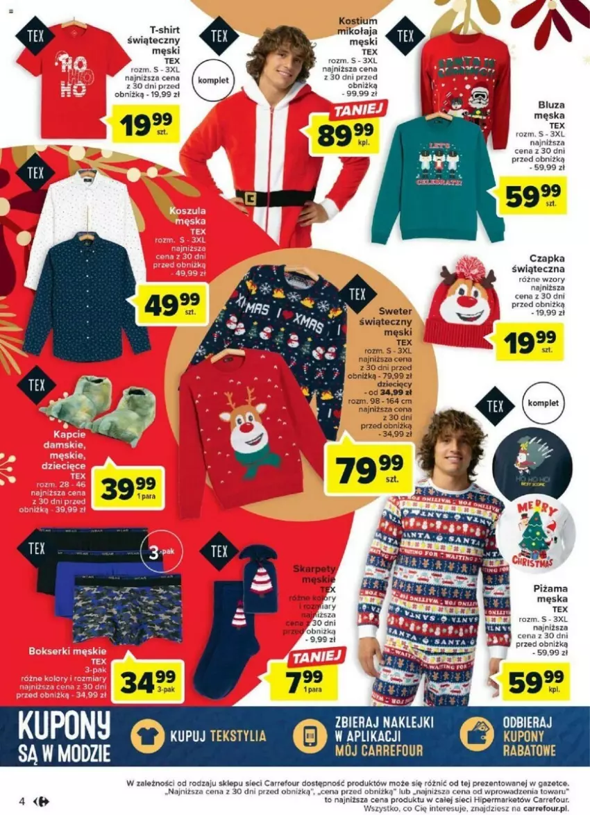 Gazetka promocyjna Carrefour - ważna 28.11 do 09.12.2023 - strona 4 - produkty: Bluza, Czapka, Dzieci, Karp, Klej, Kostium, Piżama, Sweter, T-shirt