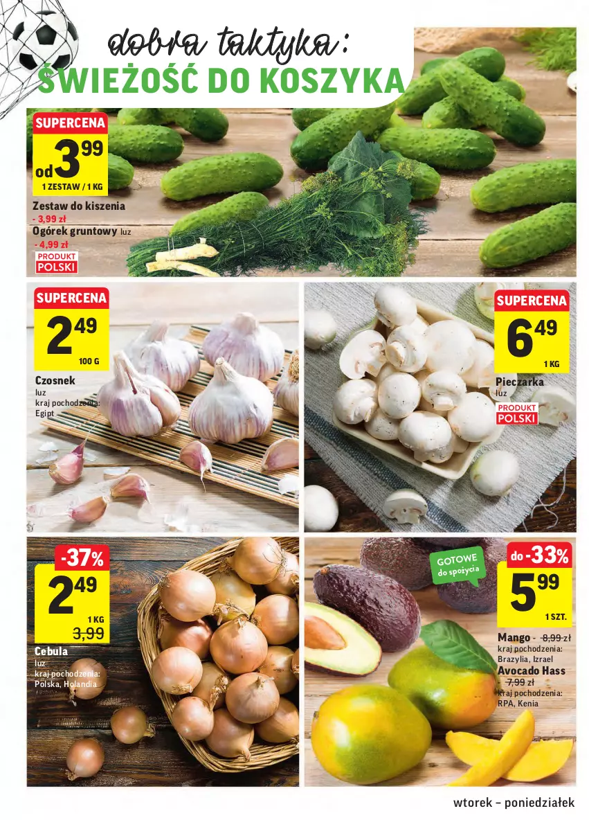 Gazetka promocyjna Intermarche - ważna 01.06 do 07.06.2021 - strona 26 - produkty: Avocado, Cebula, Czosnek, Grunt, Kosz, Mango, Ogórek, Piec, Pieczarka