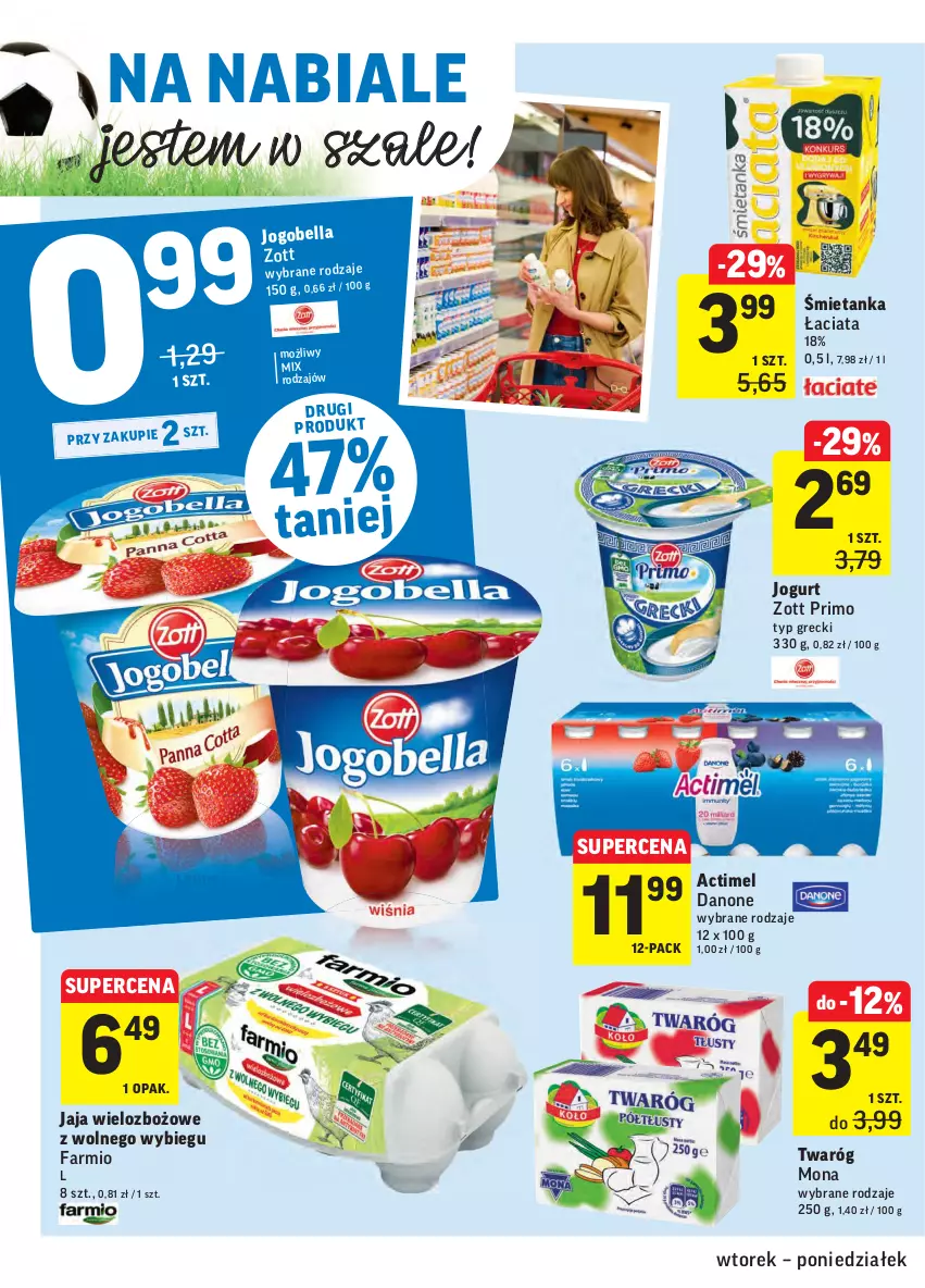 Gazetka promocyjna Intermarche - ważna 01.06 do 07.06.2021 - strona 30 - produkty: Actimel, Bell, Bella, Danone, Fa, Jaja, Jogobella, Jogurt, Szal, Twaróg, Zott, Zott Primo