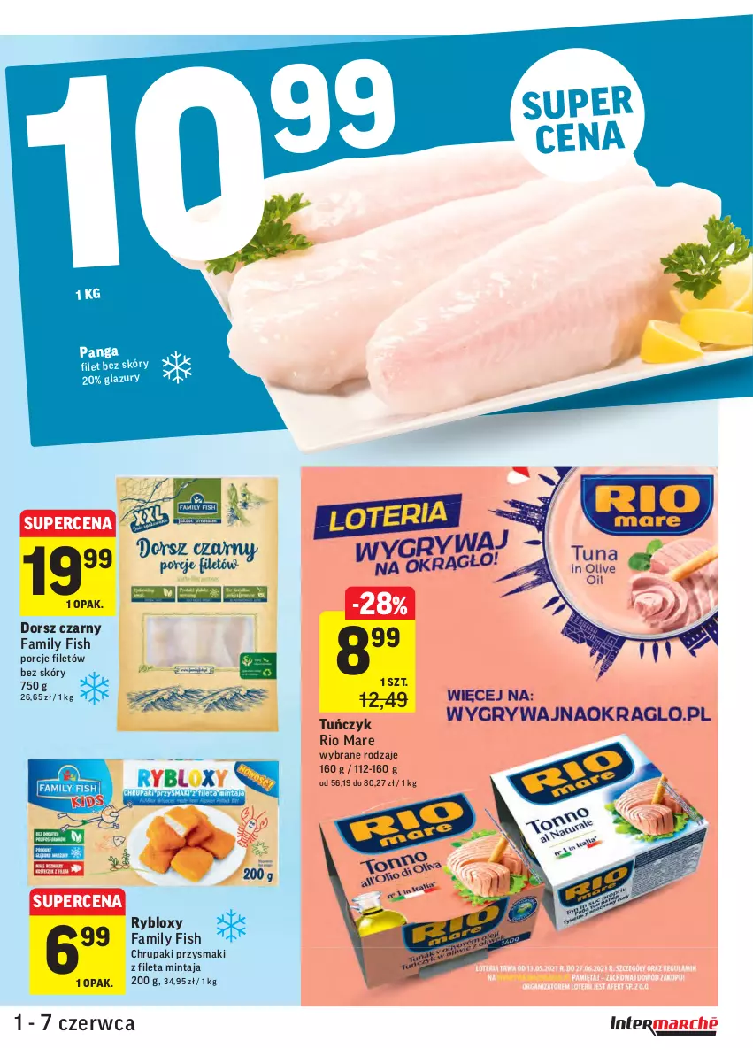 Gazetka promocyjna Intermarche - ważna 01.06 do 07.06.2021 - strona 33 - produkty: Dorsz, Fa, Mintaj, Panga, Por, Przysmaki, Rio Mare, Tuńczyk