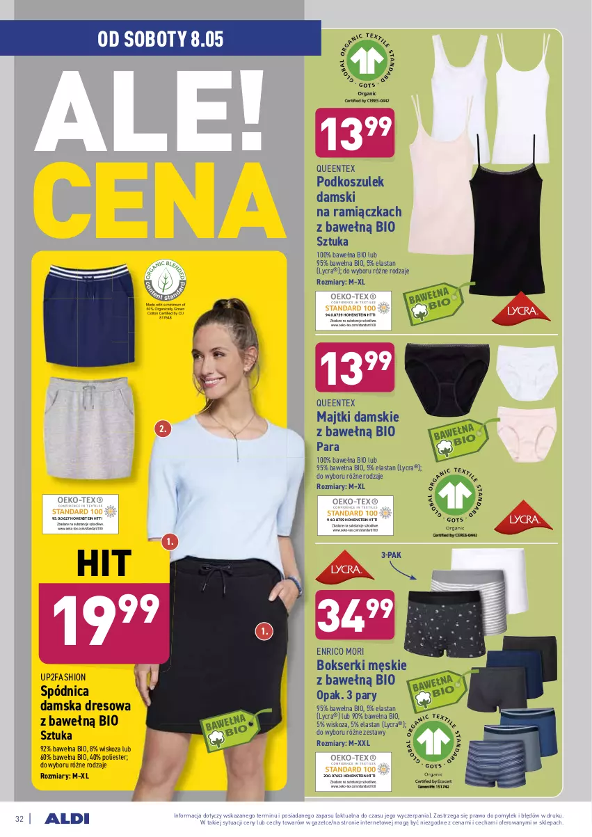 Gazetka promocyjna Aldi - ważna 04.05 do 08.05.2021 - strona 32 - produkty: Bokserki, Dres, Fa, Kosz, Majtki, Podkoszulek, Queentex, Ser, Spódnica, Wełna