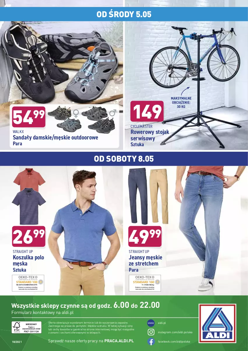 Gazetka promocyjna Aldi - ważna 04.05 do 08.05.2021 - strona 36 - produkty: Fa, Gra, Kosz, Koszulka, Rower, Sandał, Ser, Stojak