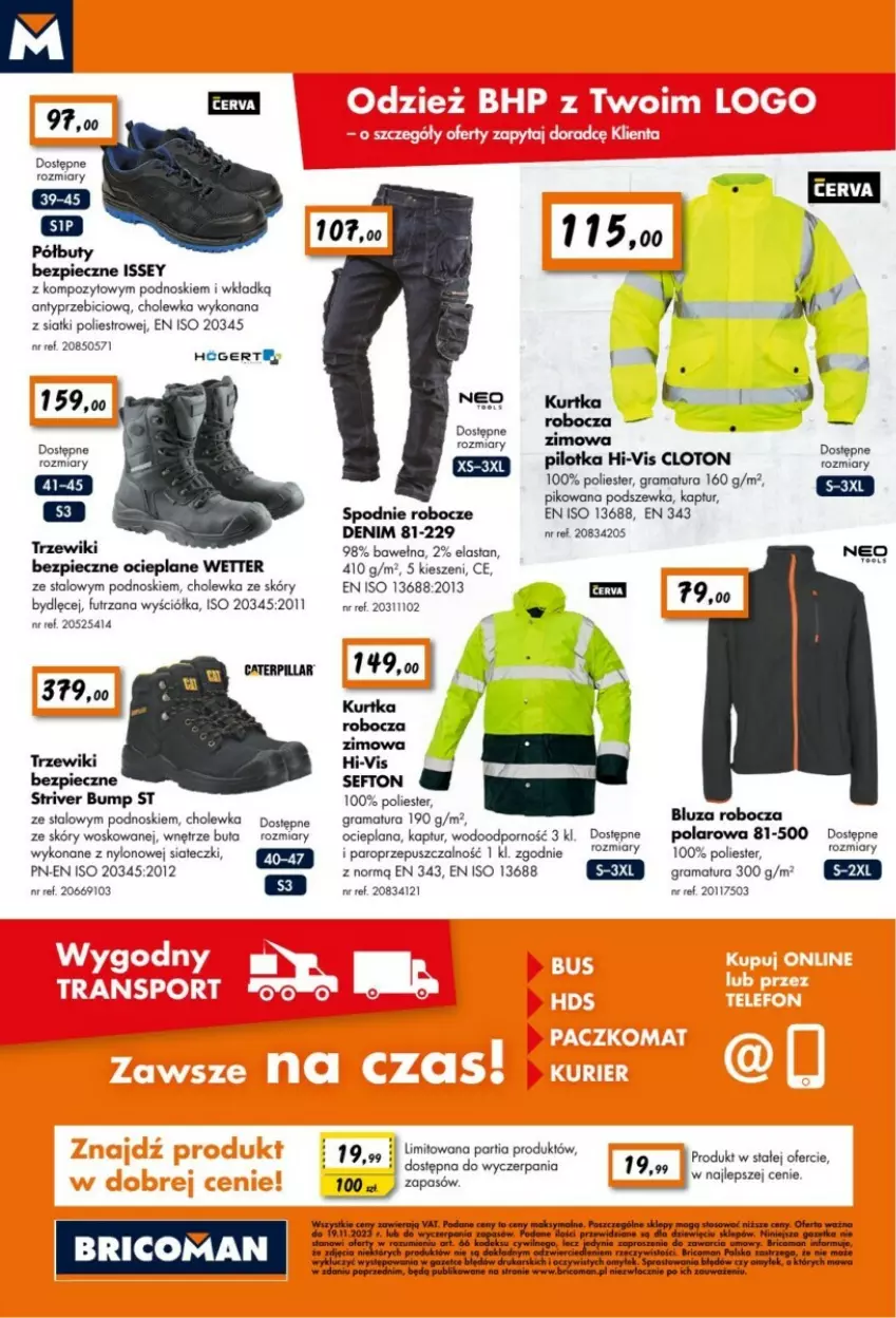 Gazetka promocyjna Bricomarche - ważna 06.11 do 19.11.2023 - strona 6 - produkty: BIC, Bluza, Buty, Gra, Kurtka, Kurtka robocza, LANA, Piec, Półbuty, Por, Rama, Spodnie, Wełna