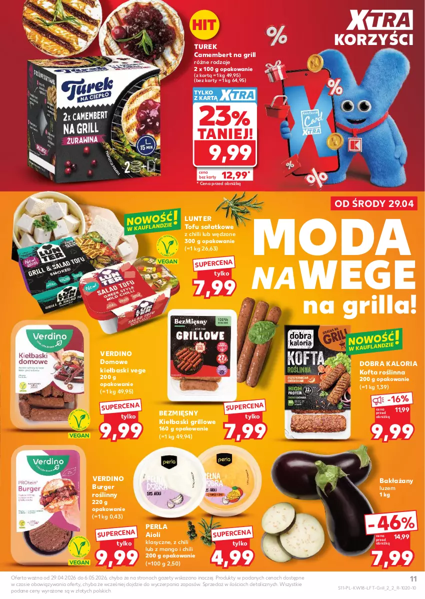 Gazetka promocyjna Kaufland - Gazetka tygodnia - ważna 29.04 do 06.05.2026 - strona 11 - produkty: Burger, Camembert, Grill, Mango, Moda, Sałat, Tofu