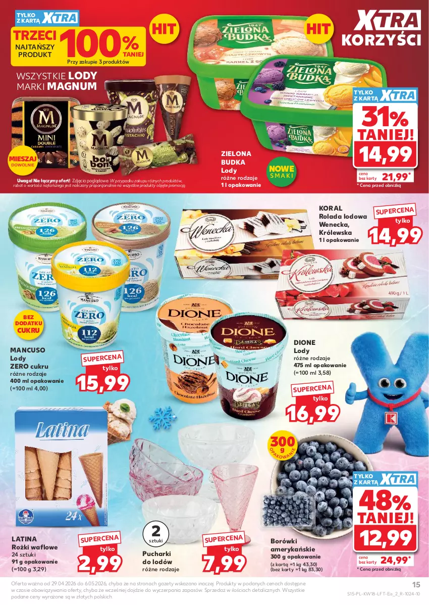 Gazetka promocyjna Kaufland - Gazetka tygodnia - ważna 29.04 do 06.05.2026 - strona 15 - produkty: Lody, Por, Rolada, Waga, Zielona Budka