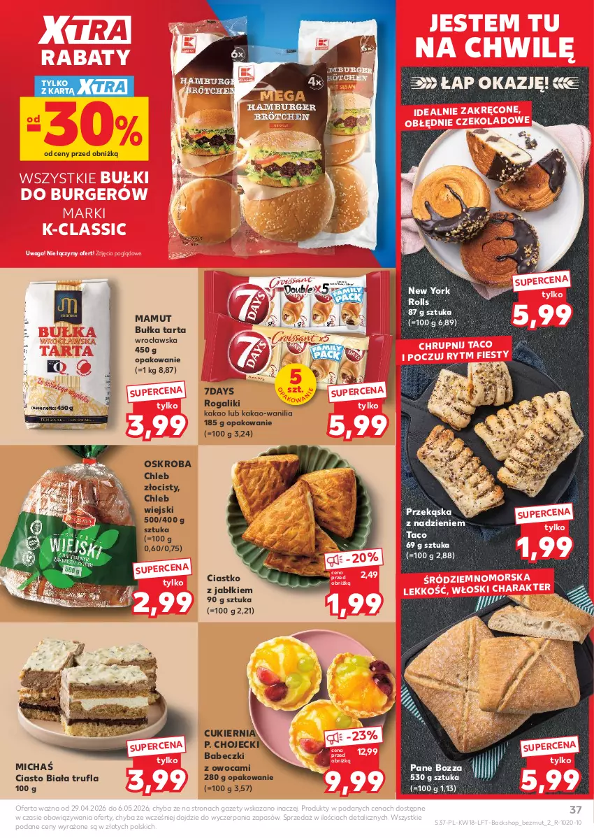 Gazetka promocyjna Kaufland - Gazetka tygodnia - ważna 29.04 do 06.05.2026 - strona 37 - produkty: Babeczki, Bułka, Bułka tarta, Burger, Chleb, Cukier, Kakao, Rogal, Tarta, Waga