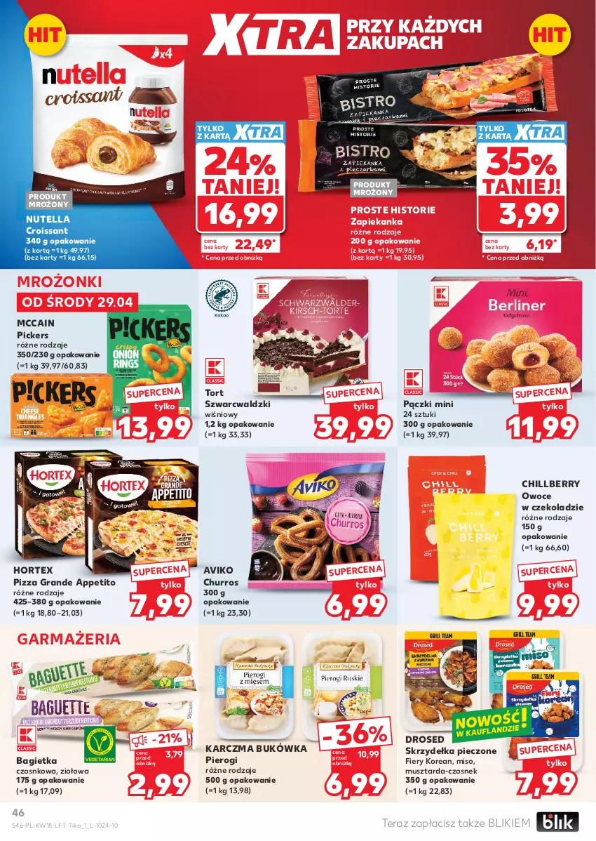Gazetka promocyjna Kaufland - Gazetka tygodnia - ważna 29.04 do 06.05.2026 - strona 46 - produkty: Bagietka, Bagietka czosnkowa, Croissant, Czosnek, Gra, Hortex, McCain, Mus, Musztarda, Nutella, Owoce, Piec, Pierogi, Pizza, Skrzydełka pieczone, Tera, Zapiekanka