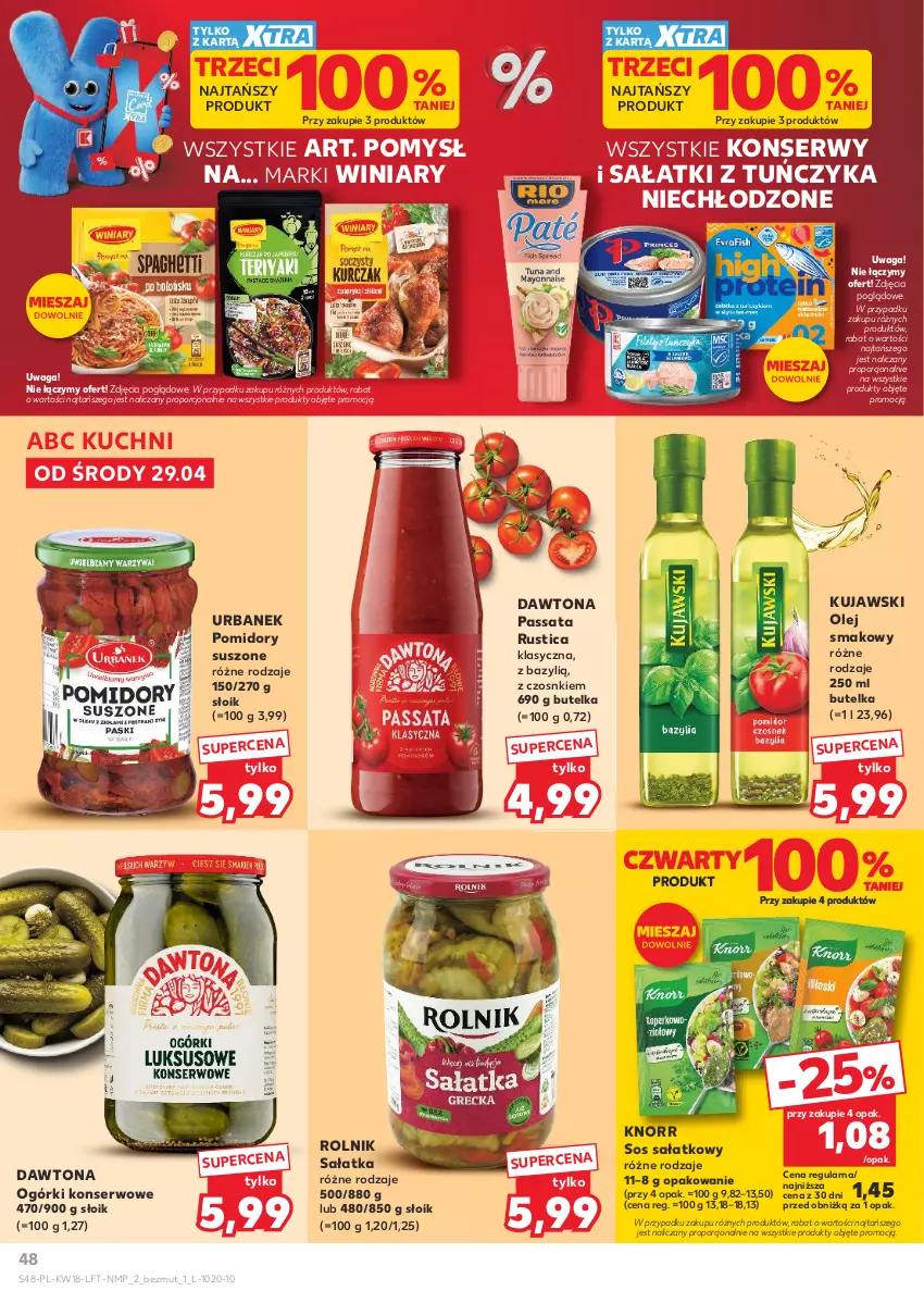 Gazetka promocyjna Kaufland - Gazetka tygodnia - ważna 29.04 do 06.05.2026 - strona 48 - produkty: Bazyl, Dawtona, Knorr, Kujawski, Ogórki konserwowe, Olej, Olej smakowy, Pomidory, Por, Rolnik, Rust, Sałat, Sałatka, Ser, Sos, Tuńczyk, Waga, Winiary