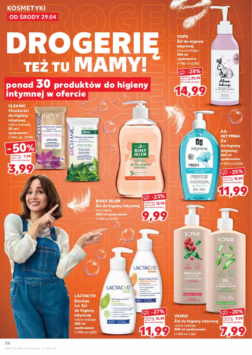 Gazetka promocyjna Kaufland - Gazetka tygodnia - ważna 29.04 do 06.05.2026 - strona 56 - produkty: Biały Jeleń, Chusteczki, Chusteczki do higieny, Cleanic, Emulsja, Lactacyd, Venus, Yope
