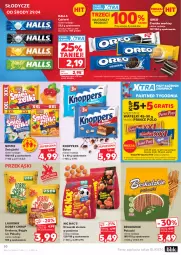Gazetka promocyjna Kaufland - Gazetka tygodnia - Gazetka - ważna od 06.05 do 06.05.2026 - strona 50 - produkty: Ciastka, Lajkonik, Por, Gra, Prince Polo, Orzeszki, Cukier, Beskidzki, Tera, Bajgle, Baton, Knoppers, Cukierki, Waga, Orzeszki ziemne, Halls, Oreo, Krakersy, Nimm2, Beskidzkie paluszki