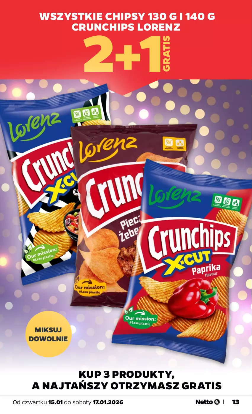 Gazetka promocyjna Netto - Od Czwartku - ważna 15.01 do 17.01.2026 - strona 13 - produkty: Chipsy, Crunchips, Gra, Lorenz