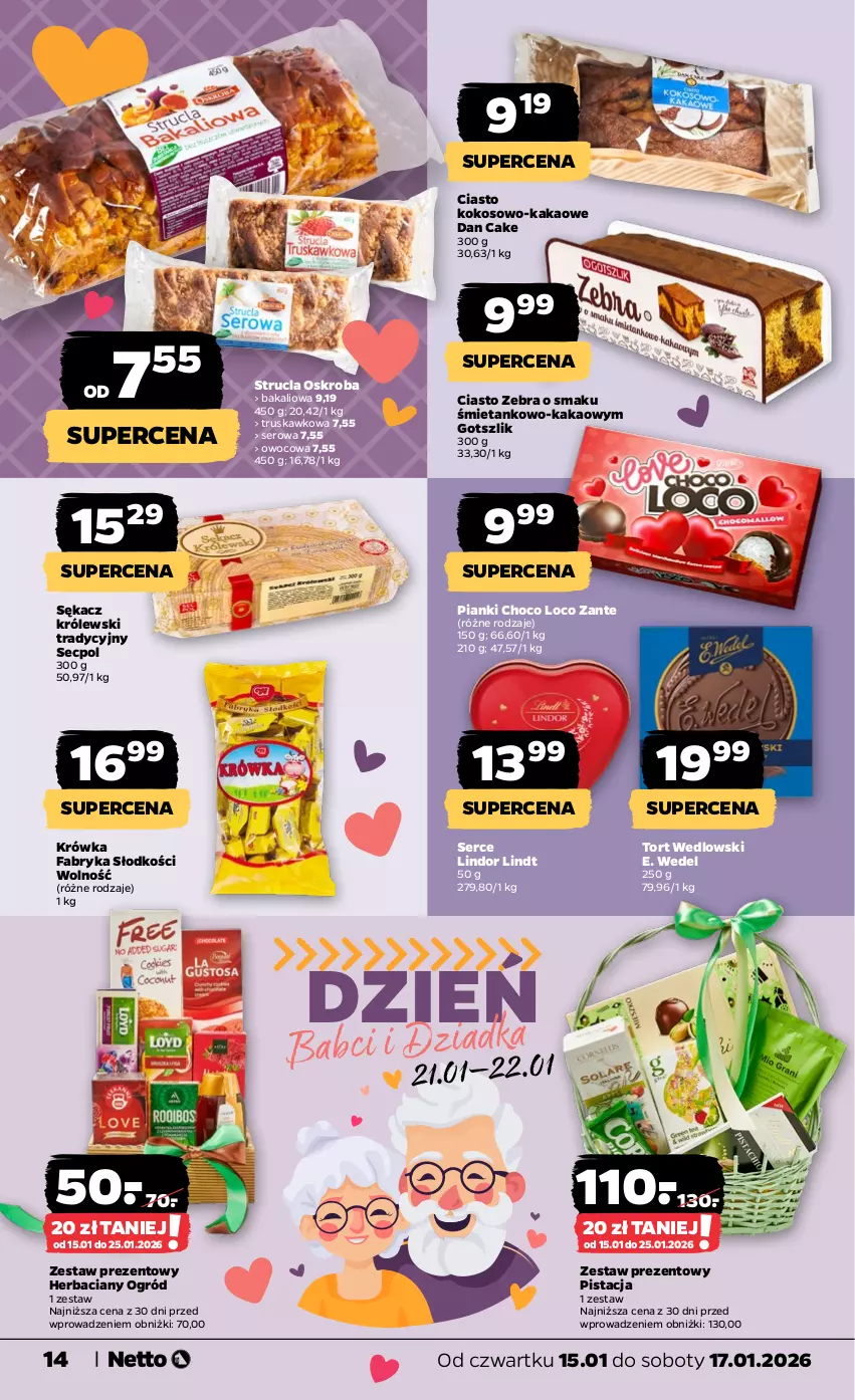 Gazetka promocyjna Netto - Od Czwartku - ważna 15.01 do 17.01.2026 - strona 14 - produkty: Dan Cake, E. Wedel, Fa, Kakao, Kokos, Królewski, Lindor, Lindt, Ogród, Sękacz, Ser, Strucla, Zestaw prezentowy