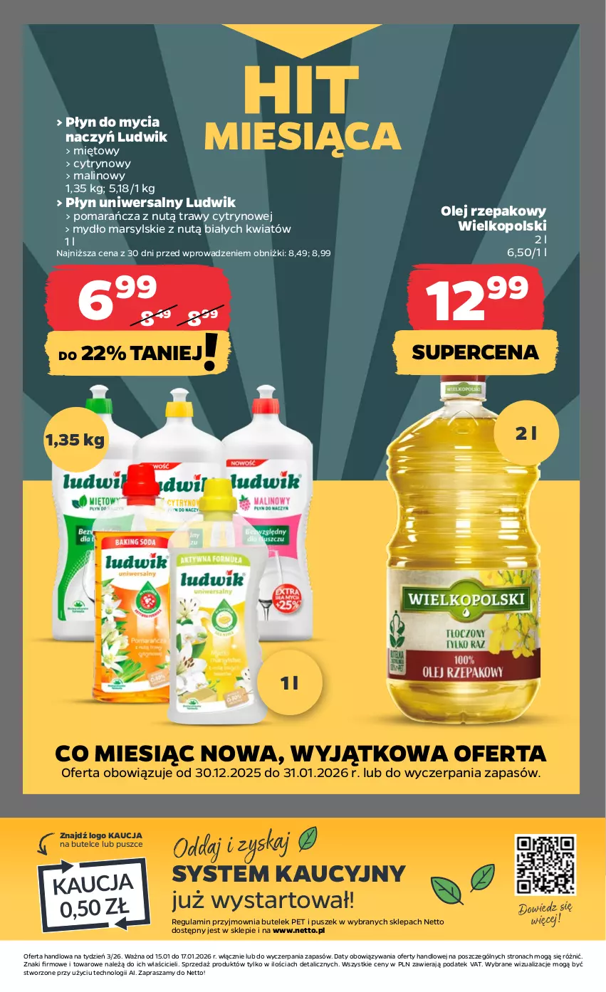 Gazetka promocyjna Netto - Od Czwartku - ważna 15.01 do 17.01.2026 - strona 18 - produkty: Do mycia naczyń, Ludwik, Mars, Mydło, Olej, Olej rzepakowy, Płyn do mycia, Płyn do mycia naczyń