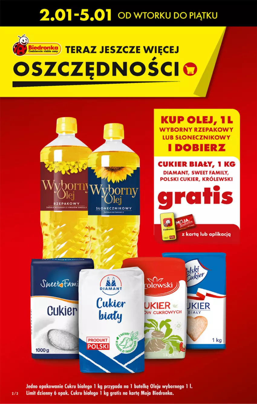 Gazetka promocyjna Biedronka - Od wtorku - ważna 02.01 do 05.01.2024 - strona 2 - produkty: Cukier, Diamant, Fa, Gra, Olej, Tera