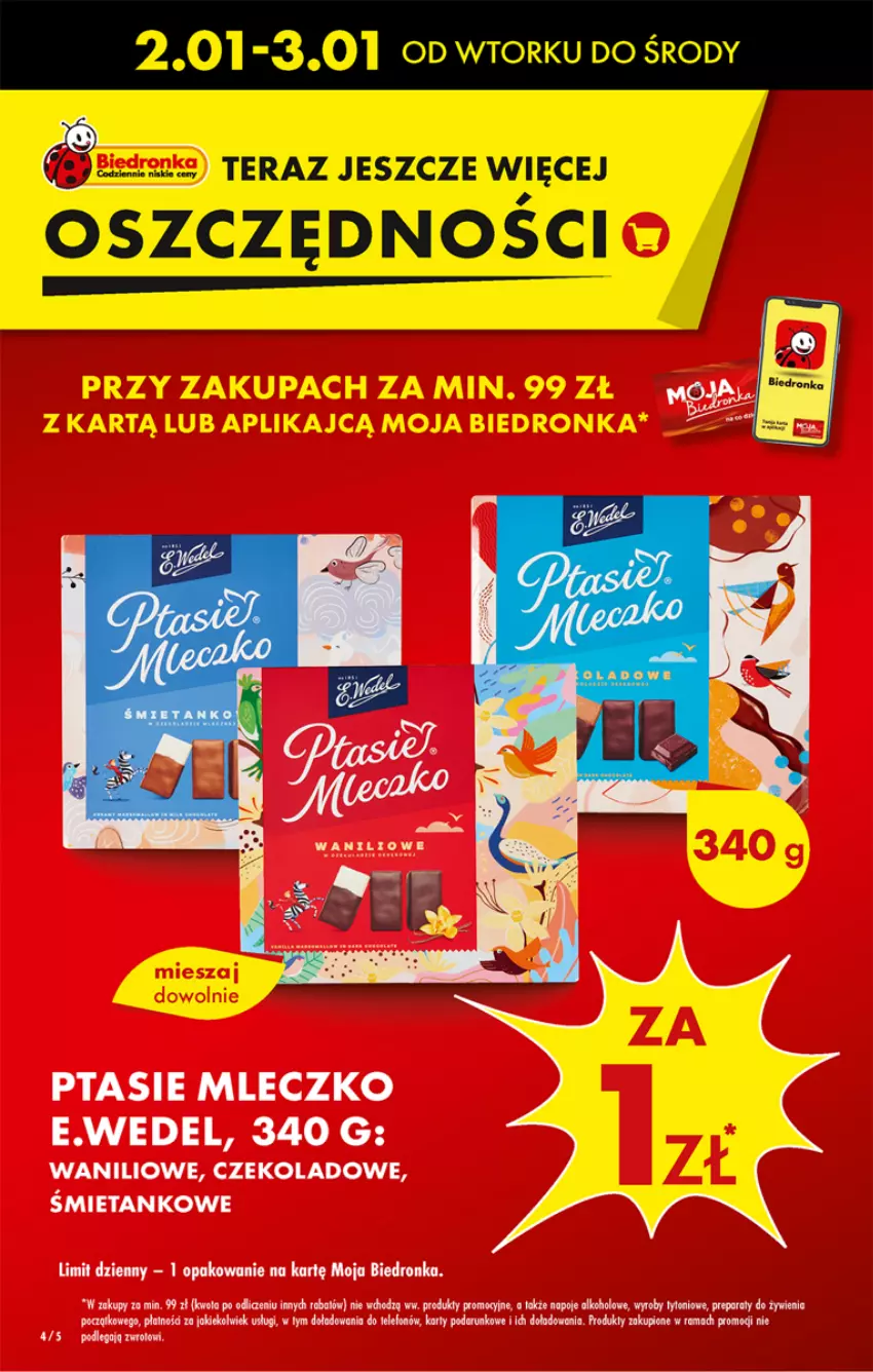 Gazetka promocyjna Biedronka - Od wtorku - ważna 02.01 do 05.01.2024 - strona 4 - produkty: Mleczko, Napoje, Olej, Ptasie mleczko, Tera