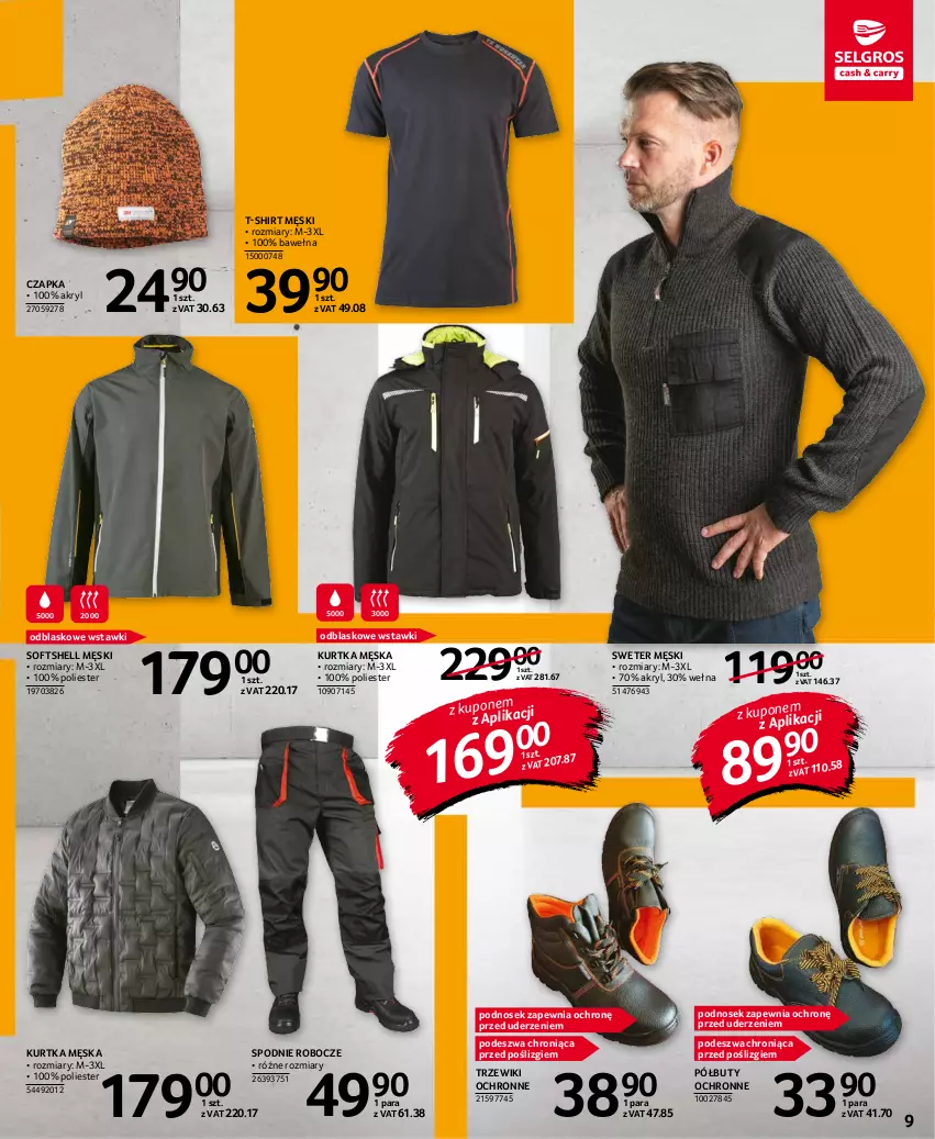 Gazetka promocyjna Selgros - Katalog Ogród i Narzędzia - ważna 02.09 do 15.09.2021 - strona 9 - produkty: Buty, Czapka, Kurtka, Półbuty, Spodnie, Sweter, T-shirt, Wełna